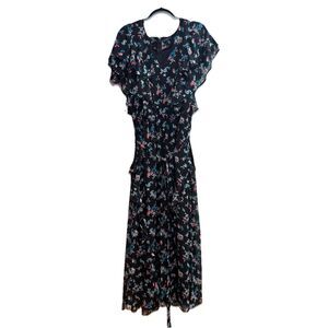 LANE BRYANT Floral Tiered Maxi Dress Ruffle Sz 22/24 V-Neck Tie Waist Romantic